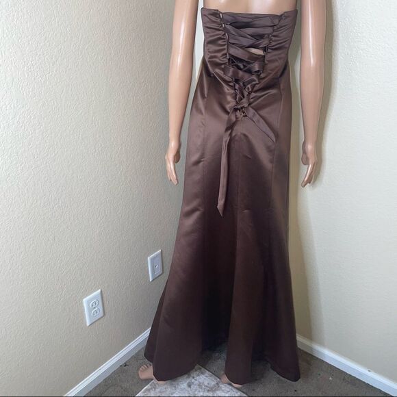 Bill Levkoff gown Chocolate brown bridesmaid dress Strapless Formal Dress SZ 8 - Picture 14 of 14